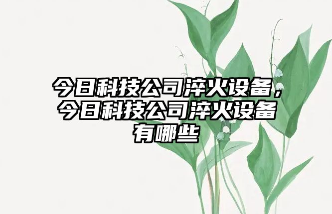 今日科技公司淬火設備，今日科技公司淬火設備有哪些