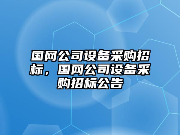 國網(wǎng)公司設備采購招標，國網(wǎng)公司設備采購招標公告