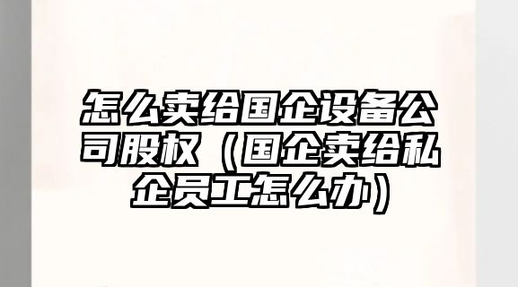 怎么賣(mài)給國企設備公司股權（國企賣(mài)給私企員工怎么辦）