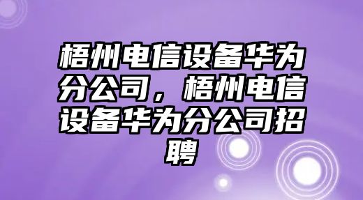 梧州電信設備華為分公司，梧州電信設備華為分公司招聘