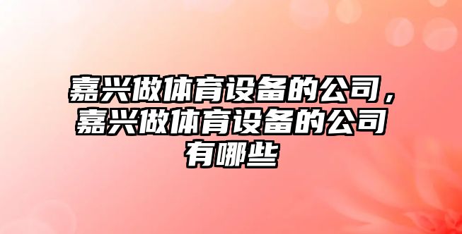 嘉興做體育設備的公司，嘉興做體育設備的公司有哪些