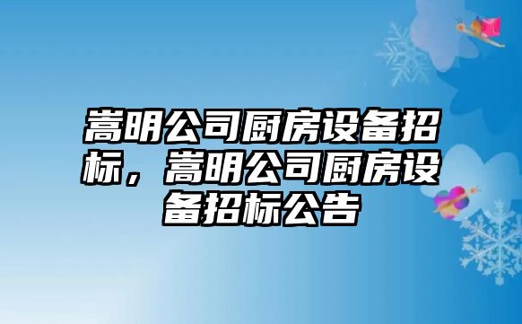 嵩明公司廚房設備招標，嵩明公司廚房設備招標公告
