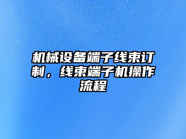 機械設備端子線(xiàn)束訂制，線(xiàn)束端子機操作流程