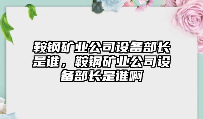 鞍鋼礦業(yè)公司設備部長(cháng)是誰(shuí)，鞍鋼礦業(yè)公司設備部長(cháng)是誰(shuí)啊