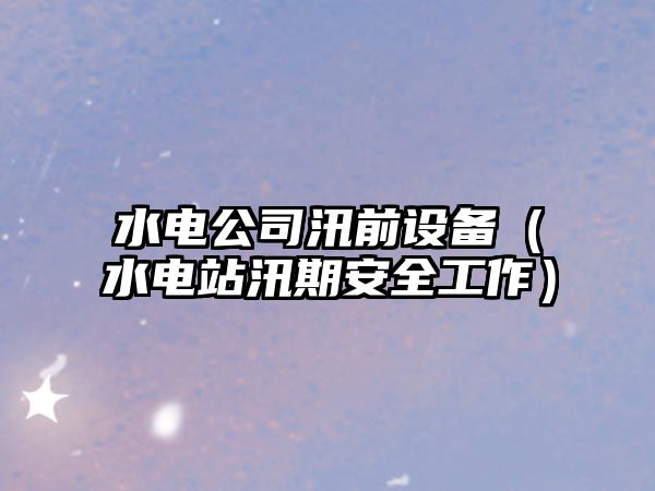 水電公司汛前設備（水電站汛期安全工作）