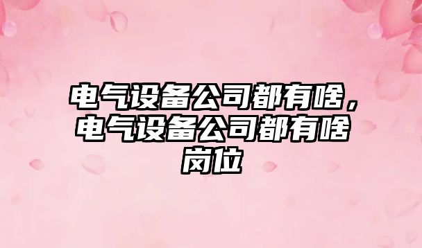 電氣設備公司都有啥，電氣設備公司都有啥崗位