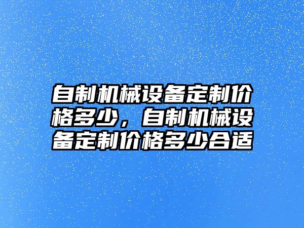 自制機械設備定制價(jià)格多少，自制機械設備定制價(jià)格多少合適