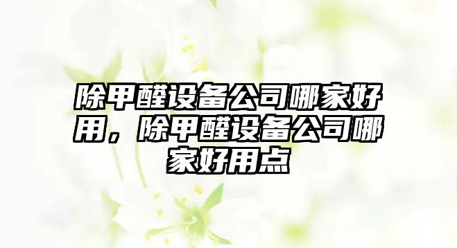 除甲醛設備公司哪家好用，除甲醛設備公司哪家好用點(diǎn)