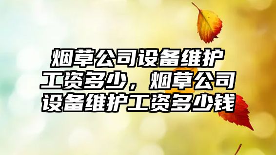 煙草公司設備維護工資多少，煙草公司設備維護工資多少錢(qián)