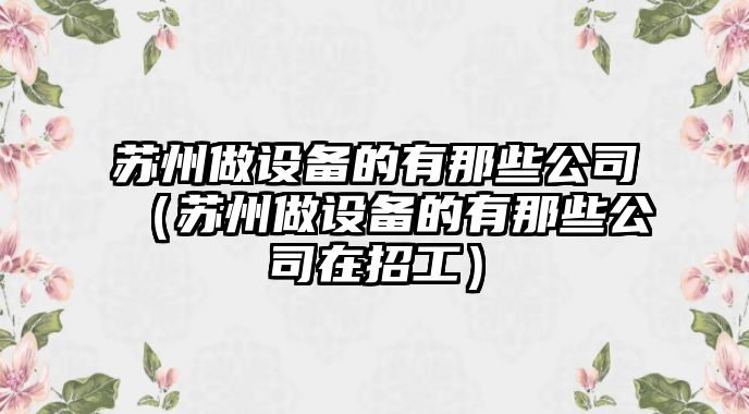 蘇州做設備的有那些公司（蘇州做設備的有那些公司在招工）