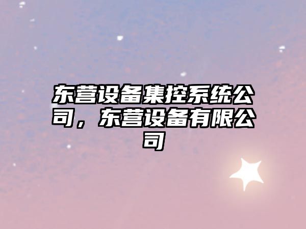 東營(yíng)設備集控系統公司，東營(yíng)設備有限公司