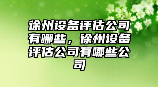 徐州設備評估公司有哪些，徐州設備評估公司有哪些公司