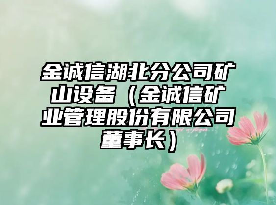 金誠信湖北分公司礦山設備（金誠信礦業(yè)管理股份有限公司董事長(cháng)）