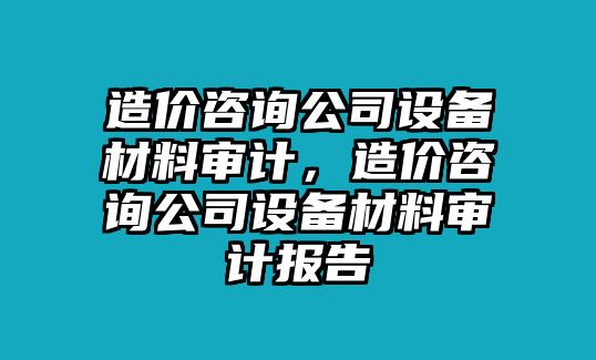 造價(jià)咨詢(xún)公司設備材料審計，造價(jià)咨詢(xún)公司設備材料審計報告