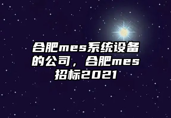 合肥mes系統設備的公司，合肥mes招標2021