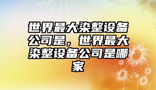世界最大染整設備公司是，世界最大染整設備公司是哪家
