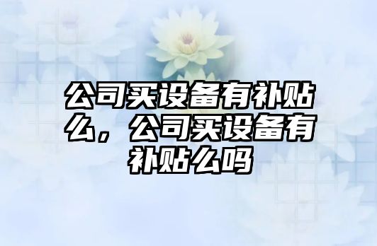 公司買(mǎi)設備有補貼么，公司買(mǎi)設備有補貼么嗎