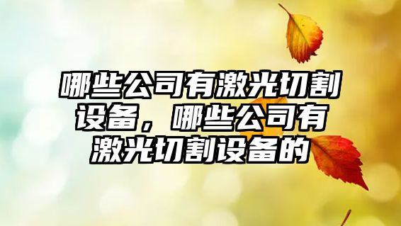 哪些公司有激光切割設備，哪些公司有激光切割設備的