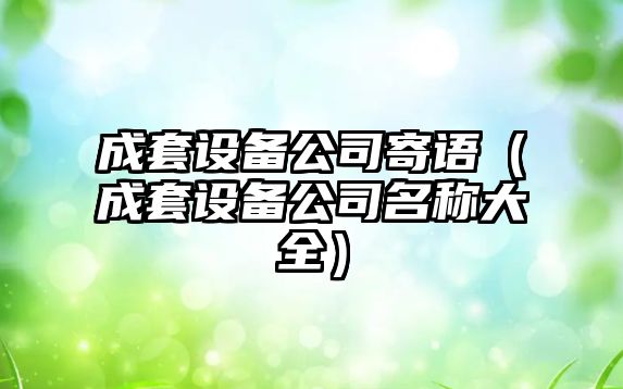 成套設備公司寄語(yǔ)（成套設備公司名稱(chēng)大全）