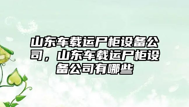 山東車(chē)載運尸柜設備公司，山東車(chē)載運尸柜設備公司有哪些