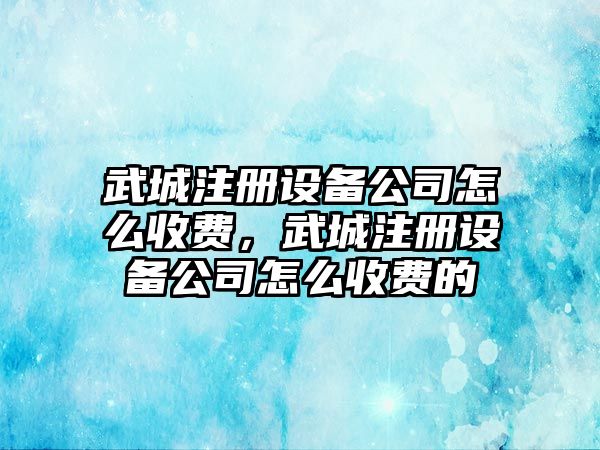 武城注冊設備公司怎么收費，武城注冊設備公司怎么收費的