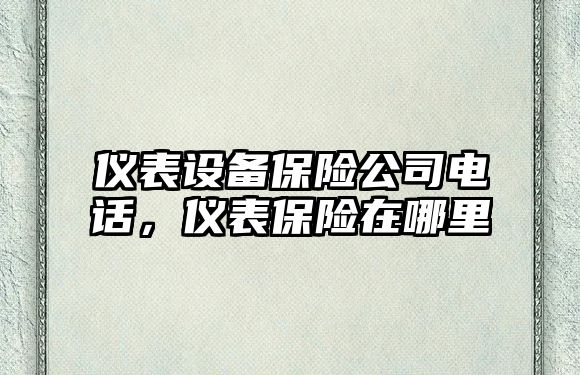 儀表設備保險公司電話(huà)，儀表保險在哪里