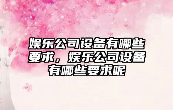 娛樂(lè )公司設備有哪些要求，娛樂(lè )公司設備有哪些要求呢