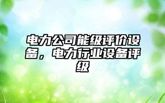 電力公司能級評價(jià)設備，電力行業(yè)設備評級