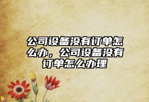 公司設備沒(méi)有訂單怎么辦，公司設備沒(méi)有訂單怎么辦理