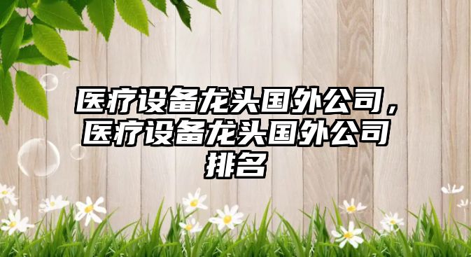 醫療設備龍頭國外公司，醫療設備龍頭國外公司排名