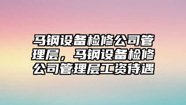 馬鋼設備檢修公司管理層，馬鋼設備檢修公司管理層工資待遇