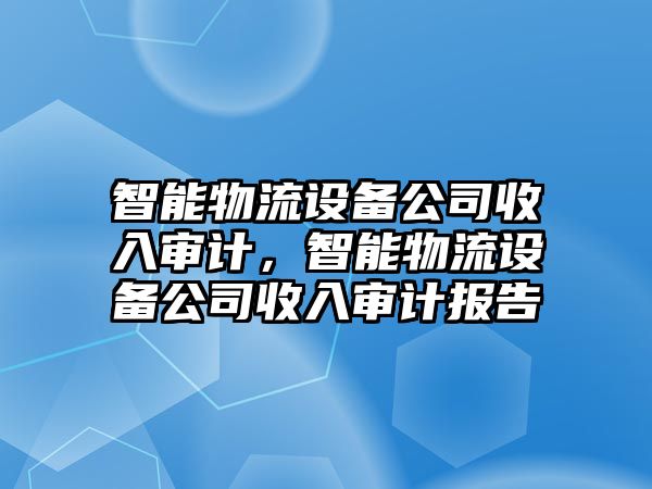 智能物流設備公司收入審計，智能物流設備公司收入審計報告