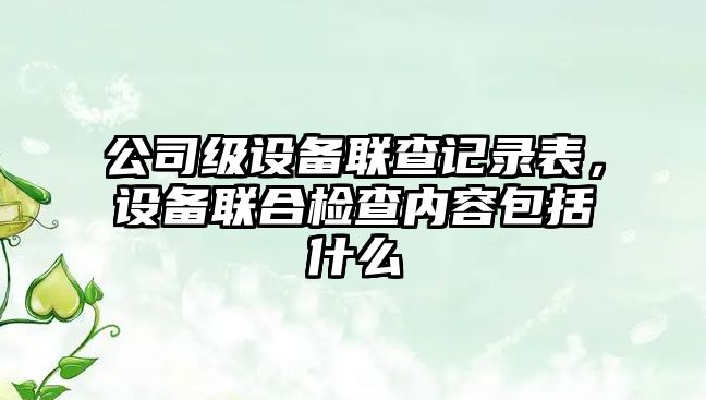 公司級設備聯(lián)查記錄表，設備聯(lián)合檢查內容包括什么