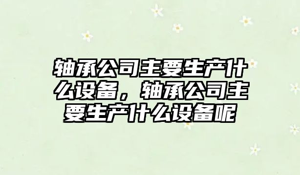 軸承公司主要生產(chǎn)什么設備，軸承公司主要生產(chǎn)什么設備呢