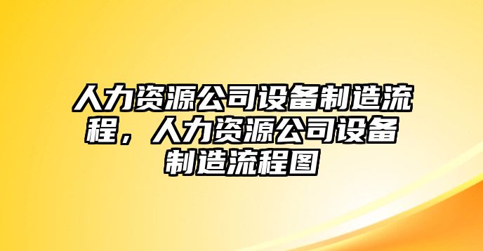 人力資源公司設備制造流程，人力資源公司設備制造流程圖