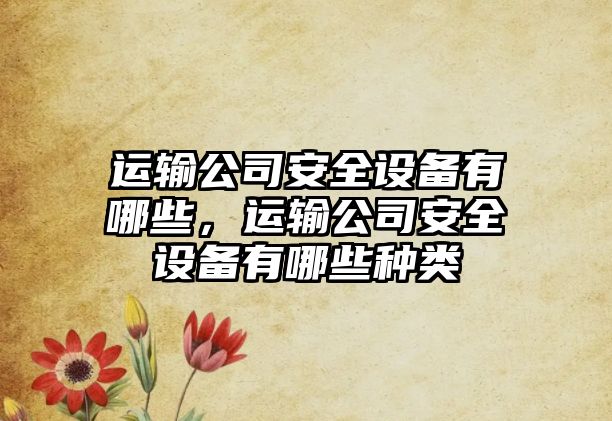 運輸公司安全設備有哪些，運輸公司安全設備有哪些種類(lèi)
