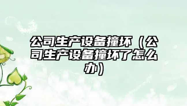 公司生產(chǎn)設備撞壞（公司生產(chǎn)設備撞壞了怎么辦）