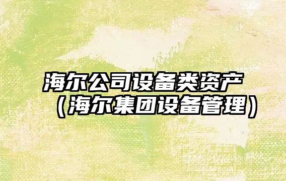 海爾公司設備類(lèi)資產(chǎn)（海爾集團設備管理）