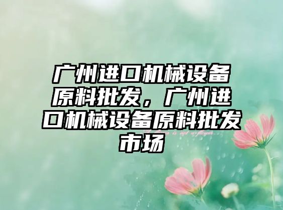 廣州進(jìn)口機械設備原料批發(fā)，廣州進(jìn)口機械設備原料批發(fā)市場(chǎng)