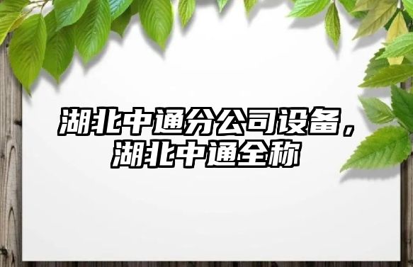 湖北中通分公司設備，湖北中通全稱(chēng)