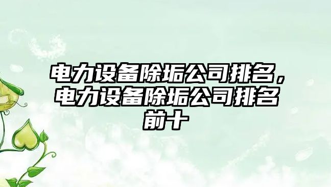 電力設備除垢公司排名，電力設備除垢公司排名前十