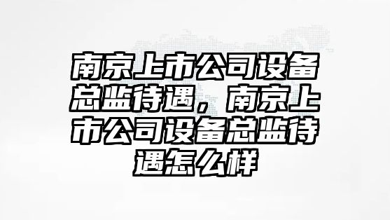 南京上市公司設備總監待遇，南京上市公司設備總監待遇怎么樣