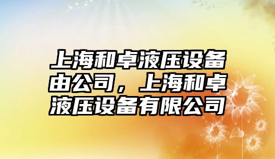 上海和卓液壓設備由公司，上海和卓液壓設備有限公司