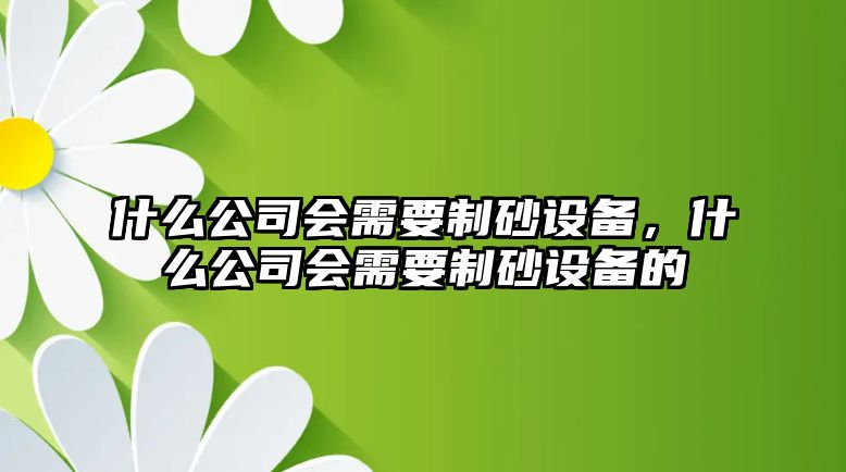 什么公司會(huì )需要制砂設備，什么公司會(huì )需要制砂設備的