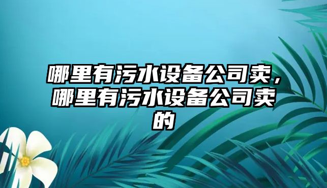哪里有污水設備公司賣(mài)，哪里有污水設備公司賣(mài)的