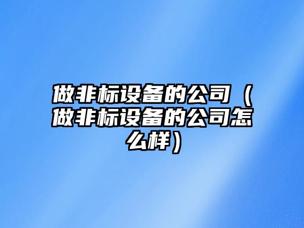 做非標設備的公司（做非標設備的公司怎么樣）