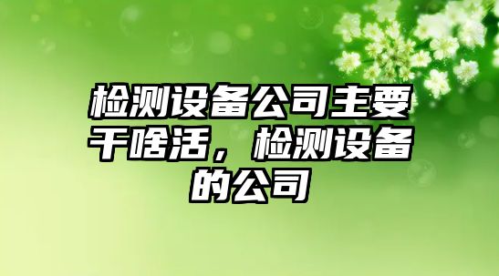 檢測設備公司主要干啥活，檢測設備的公司