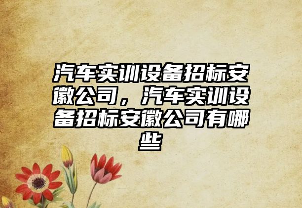 汽車(chē)實(shí)訓設備招標安徽公司，汽車(chē)實(shí)訓設備招標安徽公司有哪些