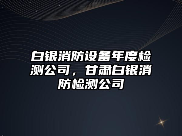 白銀消防設備年度檢測公司，甘肅白銀消防檢測公司
