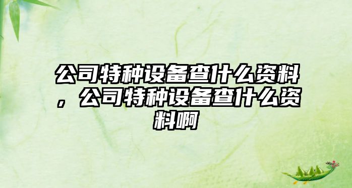 公司特種設備查什么資料，公司特種設備查什么資料啊